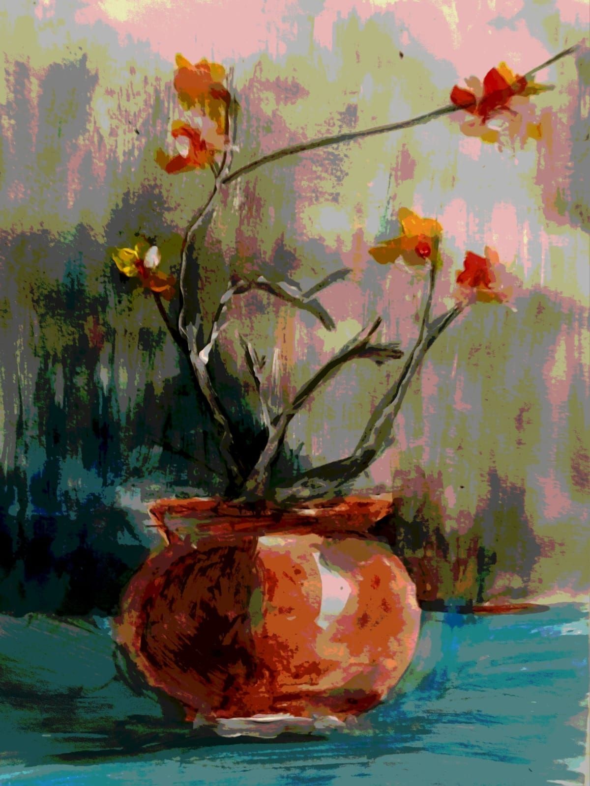 Autumn Still Life with Flowers in a Vase